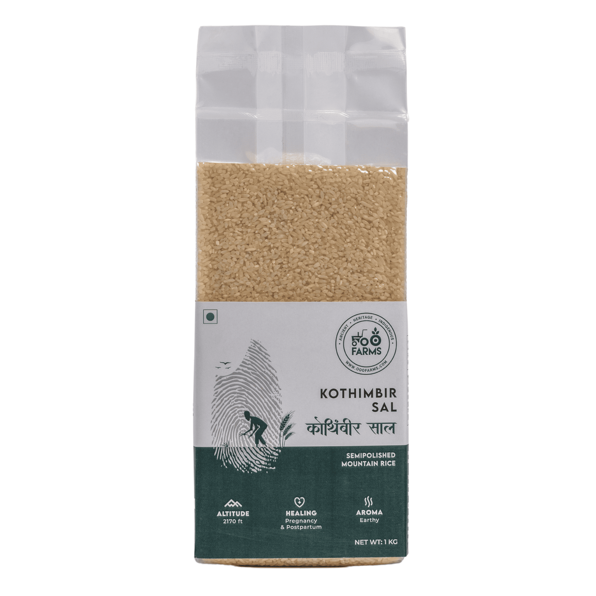 OOO Farms Kothimbir Sal Rice (Semipolished) Package Frontside