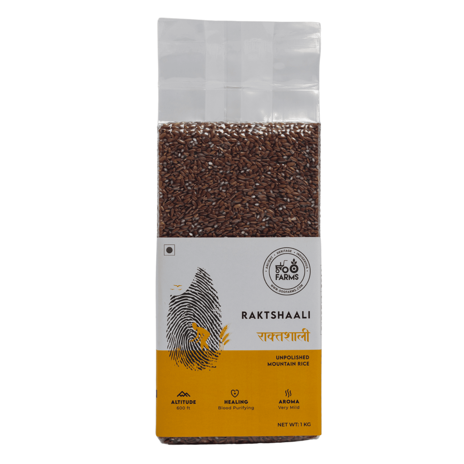 OOO Farms Raktashaali Rice (Unpolished) Package Frontside OOO Farms Raktashaali Rice (Unpolished) Package Frontside