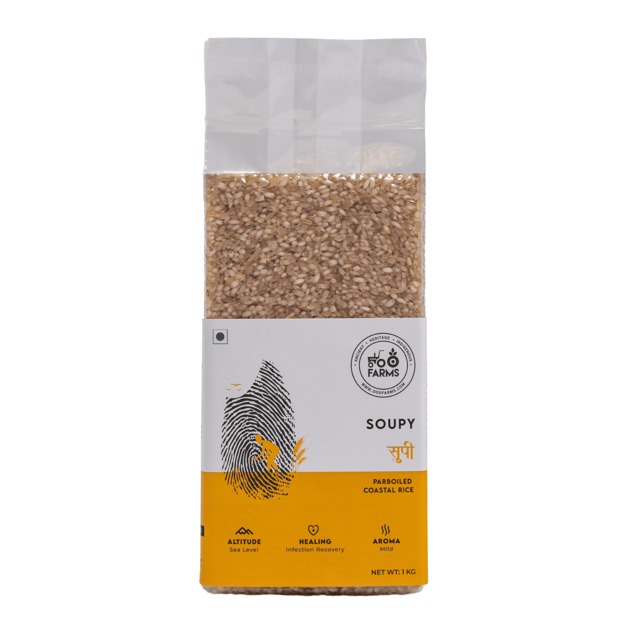 OOO Farms Soupy Rice (Parboiled) PAckage Frontside