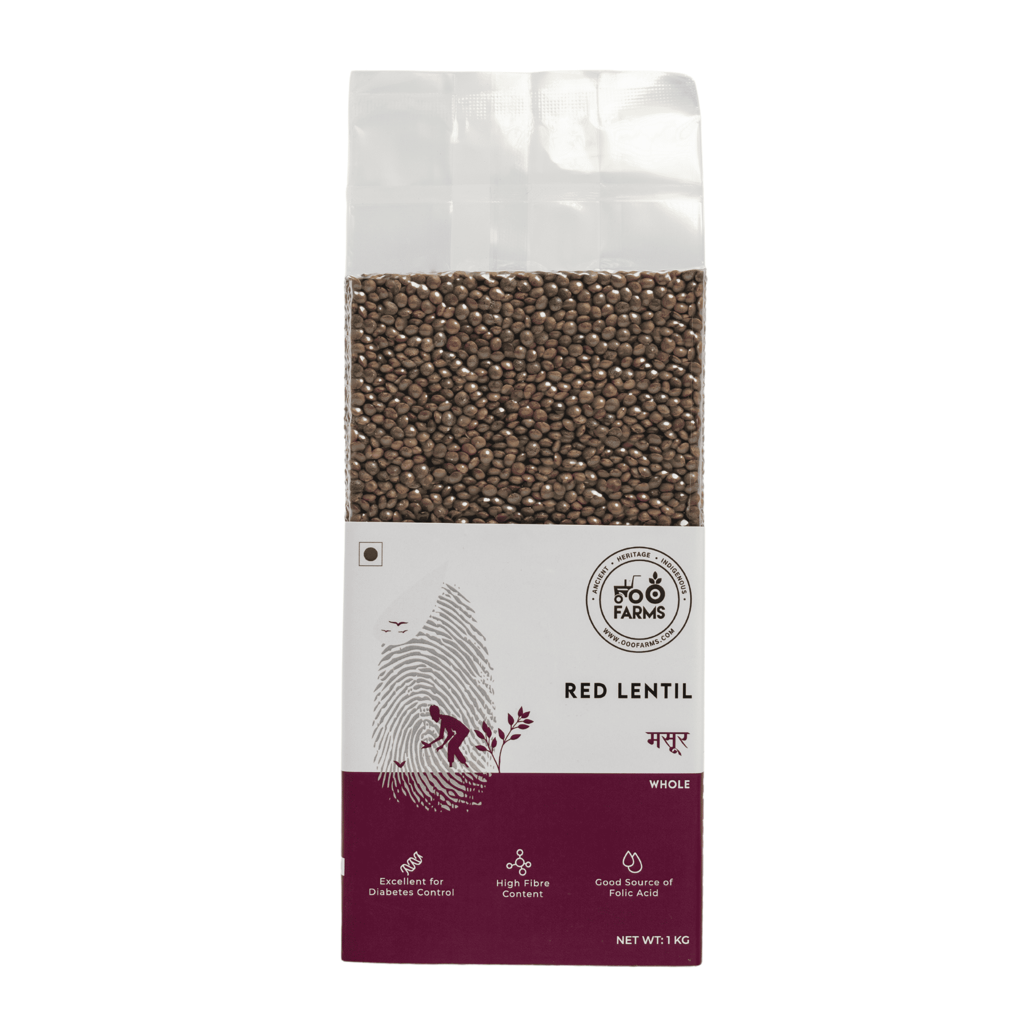 OOO Farms Whole Masoor Package Frontside
