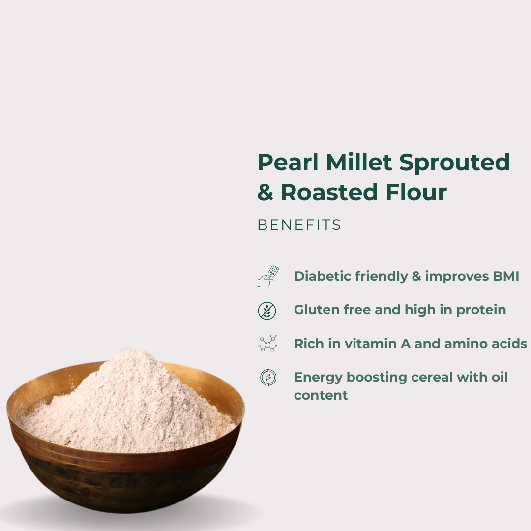 Pearl Millet Sprouted & Roasted Flour / Bajra Sprouted & Roasted Flour