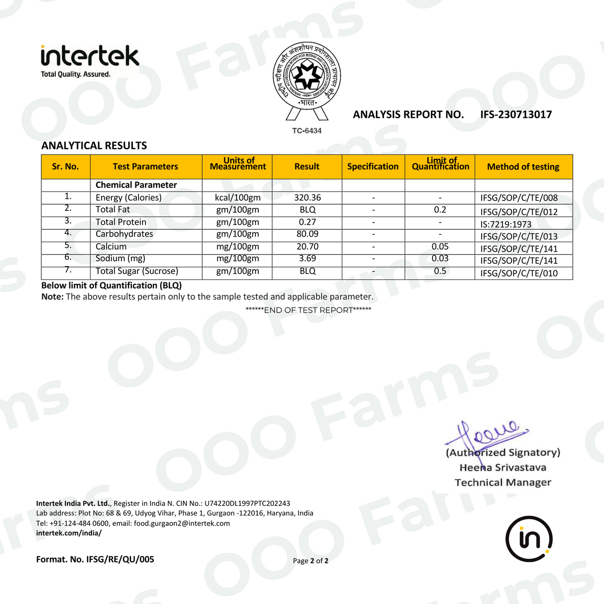 wild_flower_therapeutic_honey_IFS_test_report