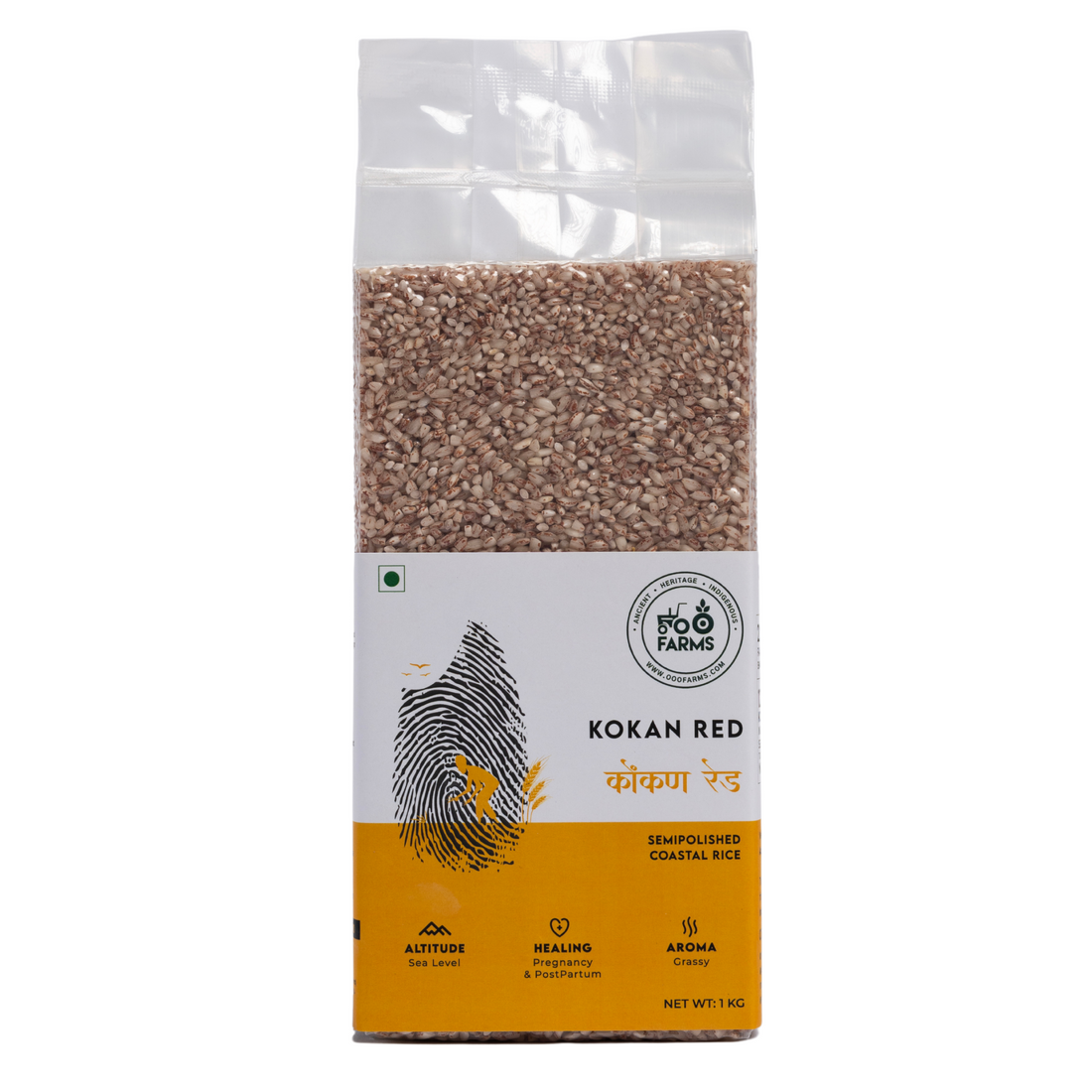 OOO Farms Konkan Red Rice (Semipolished) Package Frontside