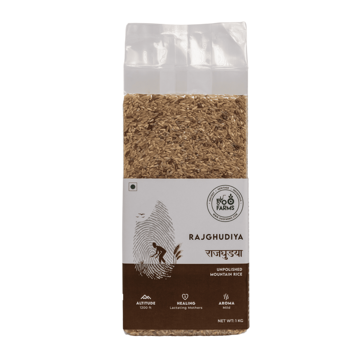 OOO Farms Rajghudiya Rice (Unpolished) Package Frontside