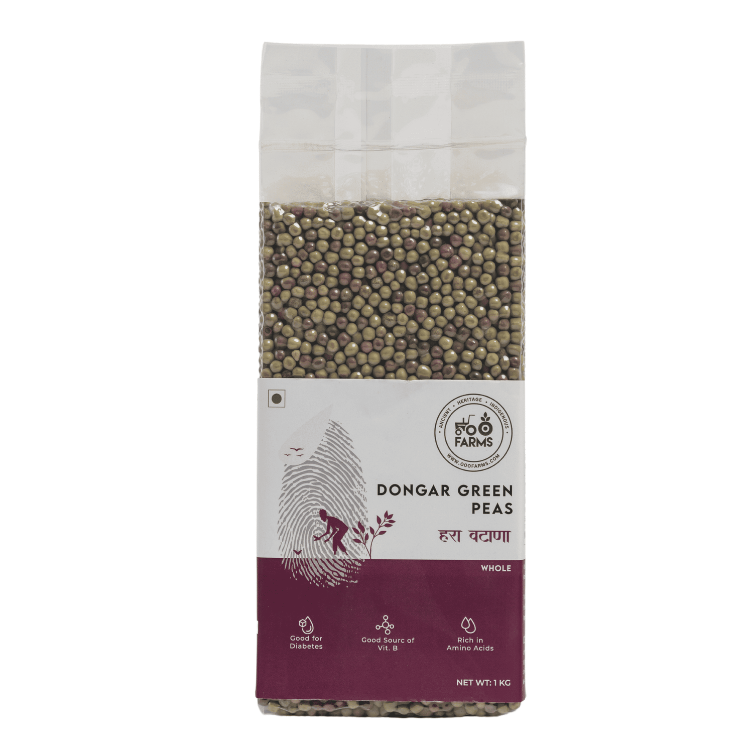 OOO Farms Whole Dongar Green Peas Package Frontside