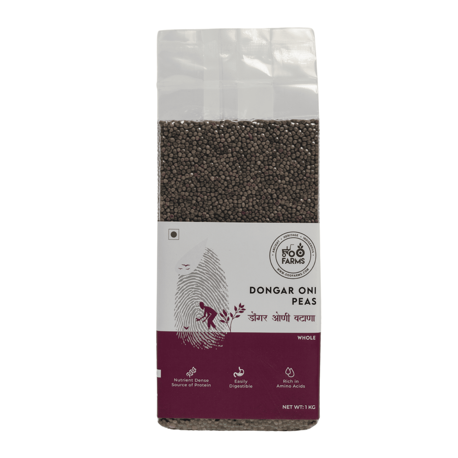 OOO Farms Whole Dongar Oni Peas Package Frontside