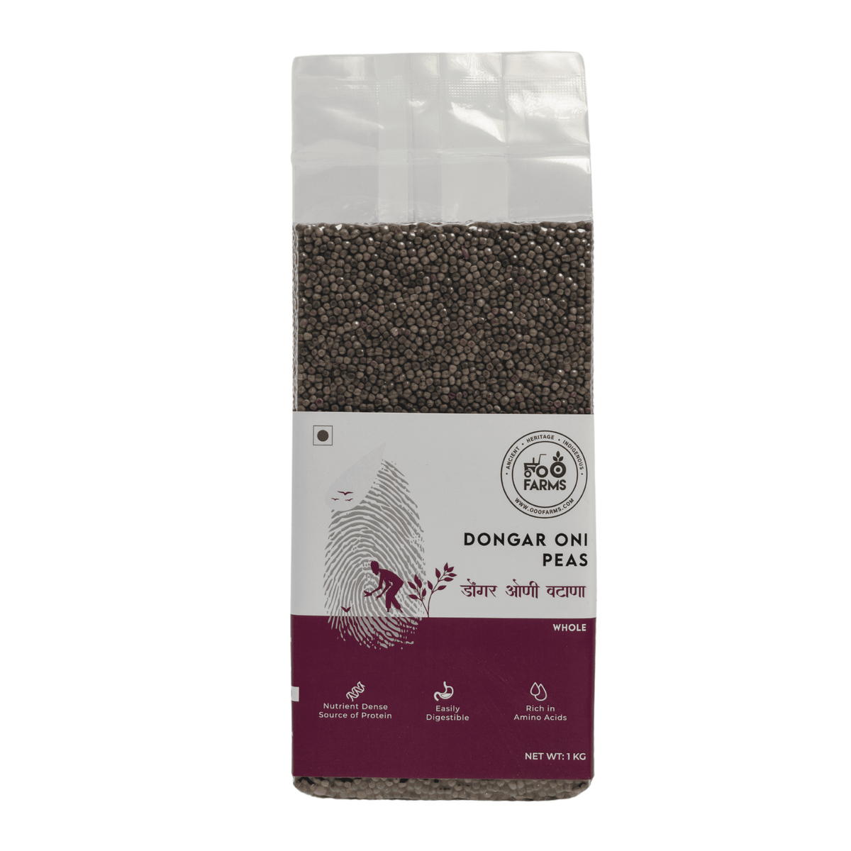 OOO Farms Whole Dongar Oni Peas Package Frontside