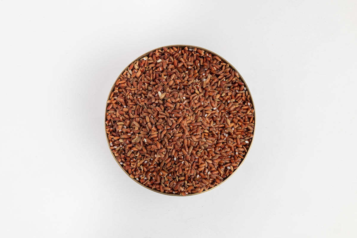 OOO Farms Raktashaali Rice (Unpolished) in a Bowl